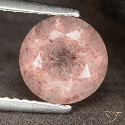 1.88ct 天然 火烈鸟粉色 草莓石英, 圆形的, 半透明