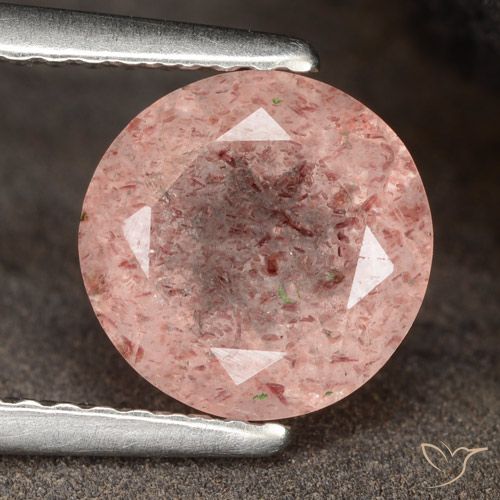 1.98ct 天然 大地粉色 草莓石英, 圆形的, 半透明