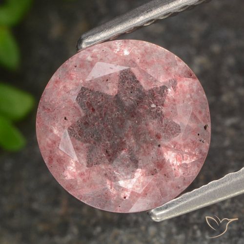 1.66ct 天然 浅粉色 草莓石英, 圆形的, 半透明