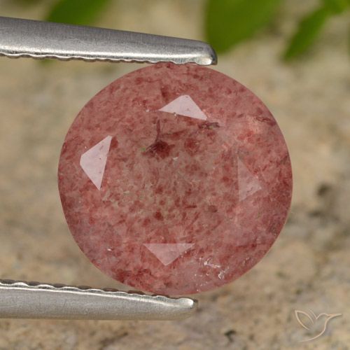 1.81ct 天然 玫瑰粉色 草莓石英, 圆形的, 半透明