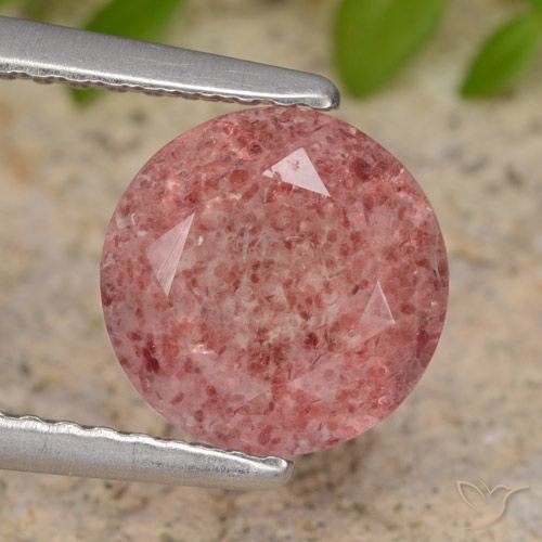 1.76ct 天然 中粉红色 草莓石英, 圆形的, 半透明