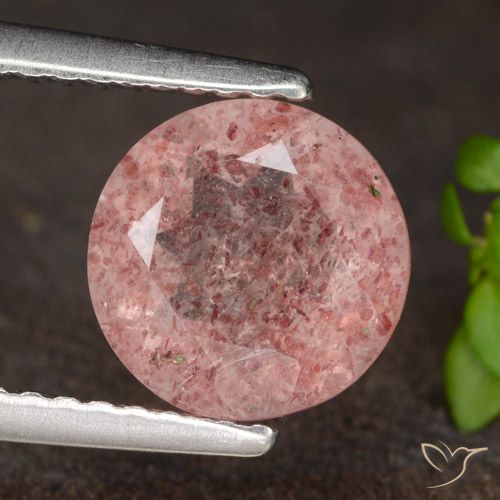 1.69ct 天然 浅淡粉色 草莓石英, 圆形的, 半透明