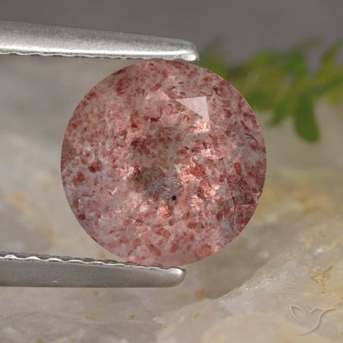 1.88ct 天然 玫瑰粉色 草莓石英, 圆形的, 半透明