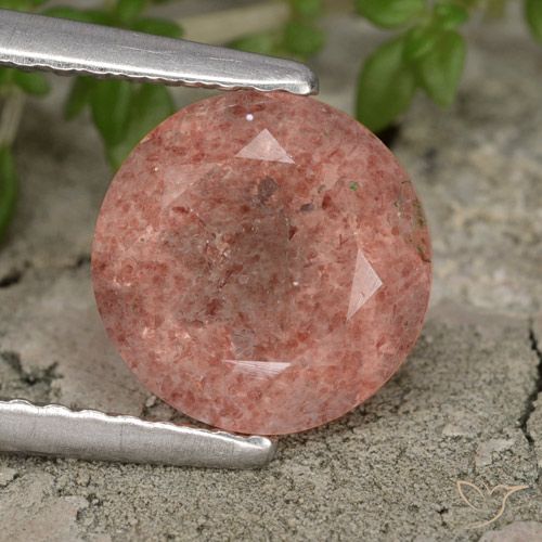 1.76ct 天然 深粉色 草莓石英, 圆形的, 半透明