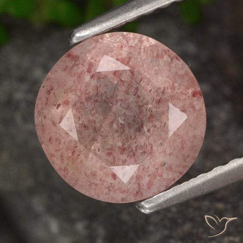 1.83ct 天然 深粉色 草莓石英, 圆形的, 半透明
