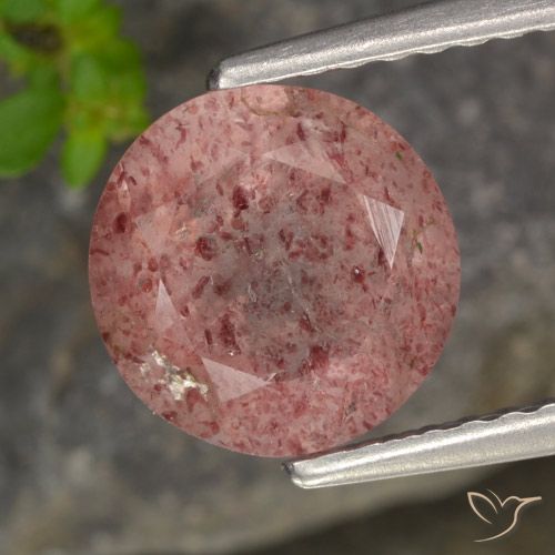 1.78ct 天然 玫瑰粉色 草莓石英, 圆形的, 半透明