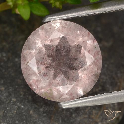 1.65ct 天然 浅淡粉色 草莓石英, 圆形的, 半透明