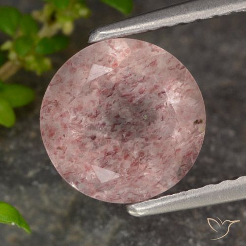 1.90ct 天然 浅粉色 草莓石英, 圆形的, 半透明