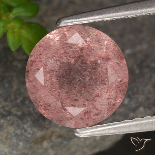 1.88ct 天然 中粉红色 草莓石英, 圆形的, 半透明