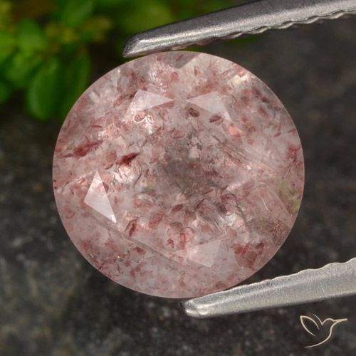 1.98ct 天然 浅粉色 草莓石英, 圆形的, 半透明