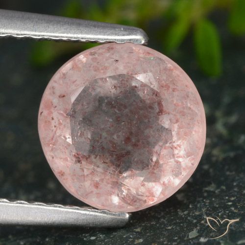 1.85ct 天然 浅粉色 草莓石英, 圆形的, 半透明