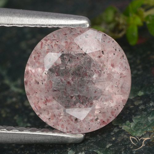 1.56ct 天然 浅粉色 草莓石英, 圆形的, 半透明