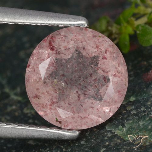 1.70ct 天然 浅粉色 草莓石英, 圆形的, 半透明