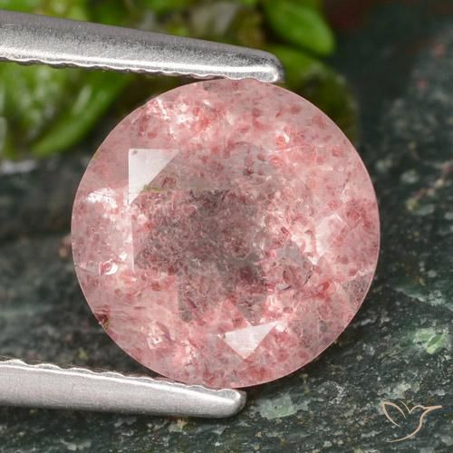 1.62ct 天然 浅粉色 草莓石英, 圆形的, 半透明