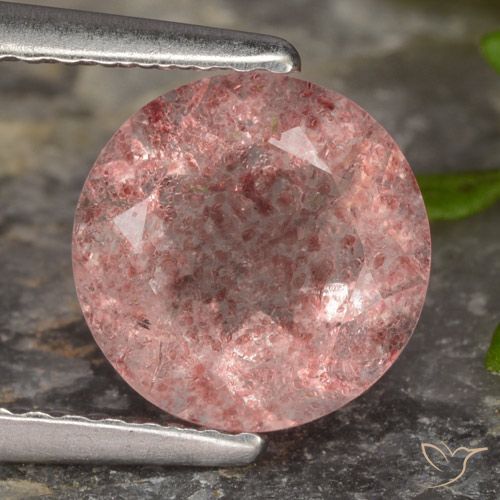 1.81ct 天然 中粉红色 草莓石英, 圆形的, 半透明