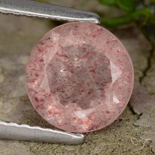 1.51ct 天然 浅粉色 草莓石英, 圆形的, 半透明