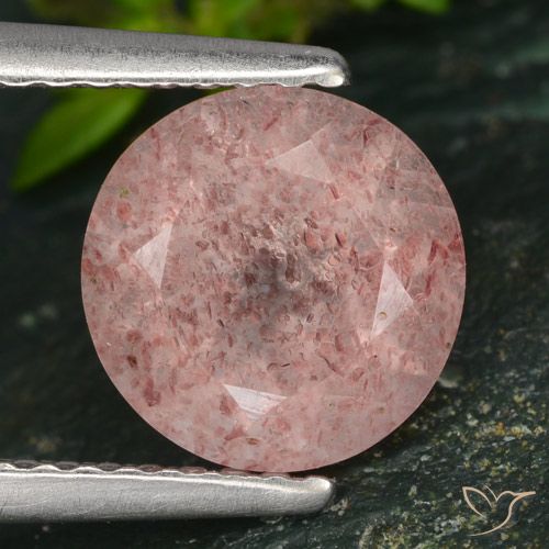 1.83ct 天然 浅粉色 草莓石英, 圆形的, 半透明