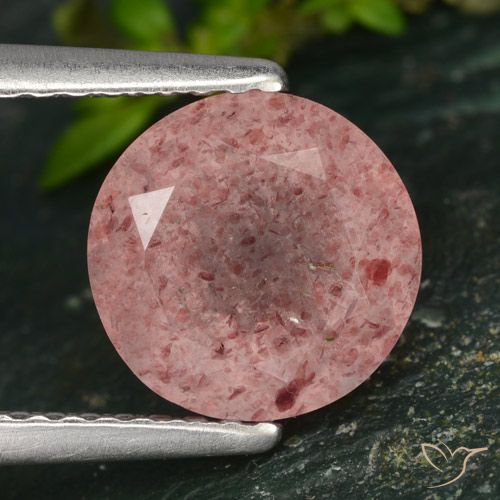 2.16ct 天然 深玫瑰粉色 草莓石英, 圆形的, 半透明