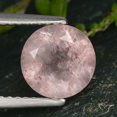 1.78ct 天然 浅粉色 草莓石英, 圆形的, 半透明
