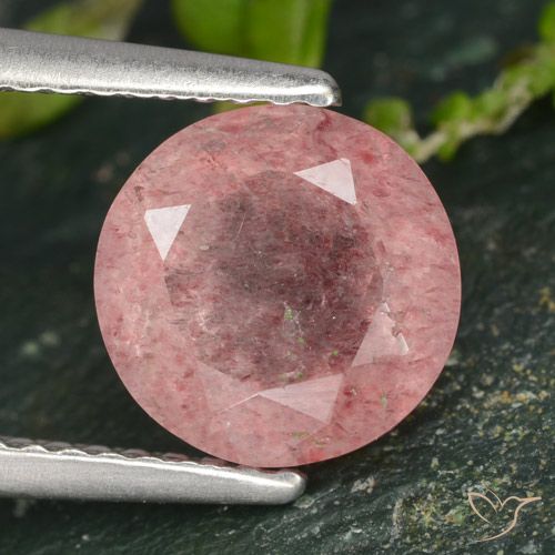 1.77ct 天然 玫瑰粉色 草莓石英, 圆形的, 半透明