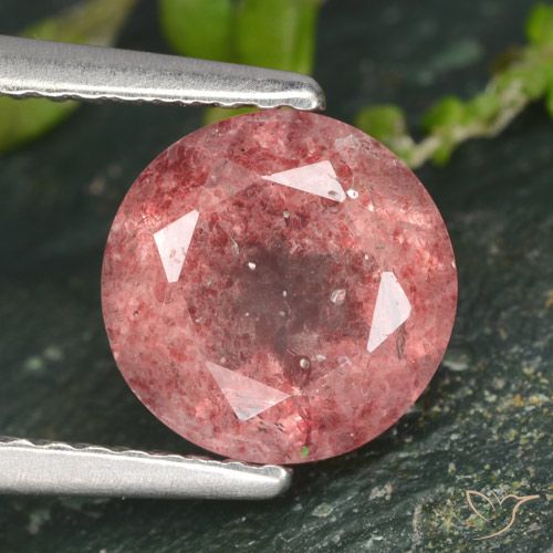 1.77ct 天然 玫瑰粉色 草莓石英, 圆形的, 半透明