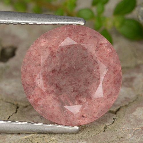 4.68ct 天然 中粉红色 草莓石英, 圆形的, 半透明