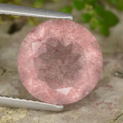 4.16ct 天然 大地粉色 草莓石英, 圆形的, 半透明