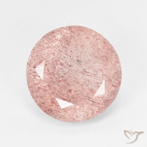 4.37ct 天然 浅粉色 草莓石英, 圆形的, 半透明