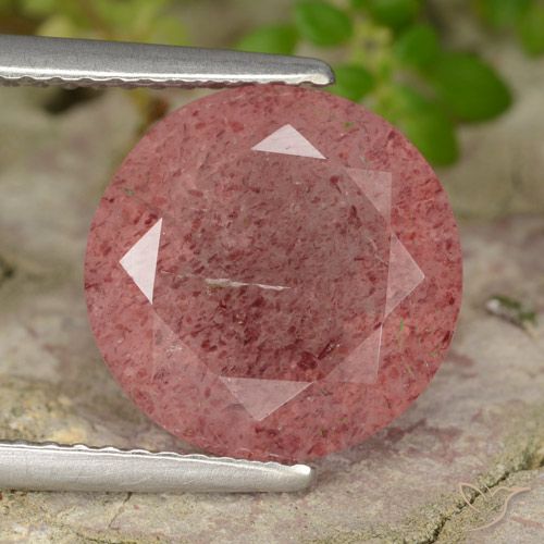 4.49ct 天然 中粉红色 草莓石英, 圆形的, 半透明