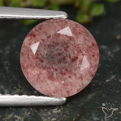 1.93ct 天然 中粉红色 草莓石英, 圆形的, 半透明