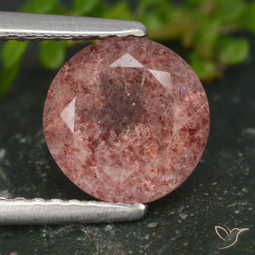 1.80ct 天然 中粉红色 草莓石英, 圆形的, 半透明