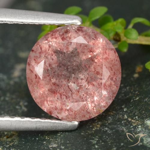 1.78ct 天然 中粉红色 草莓石英, 圆形的, 半透明