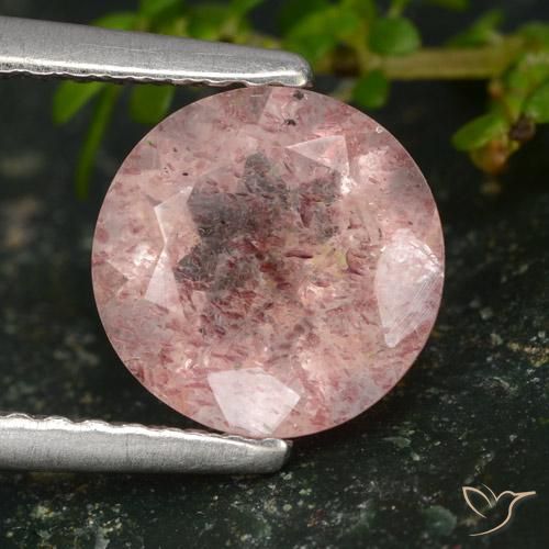 1.60ct 天然 中浅粉色 草莓石英, 圆形的, 半透明