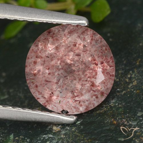 1.67ct 天然 深粉色 草莓石英, 圆形的, 半透明