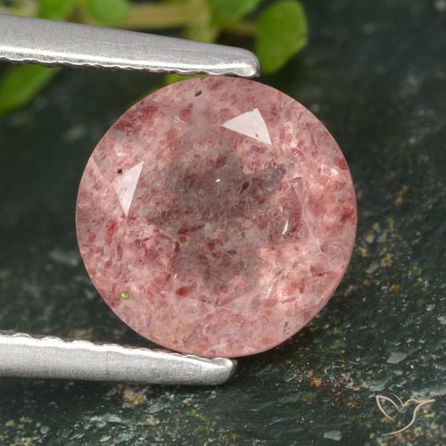 1.80ct 天然 大地粉色 草莓石英, 圆形的, 半透明