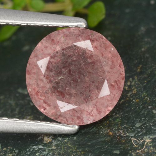 1.77ct 天然 中浅粉色 草莓石英, 圆形的, 半透明