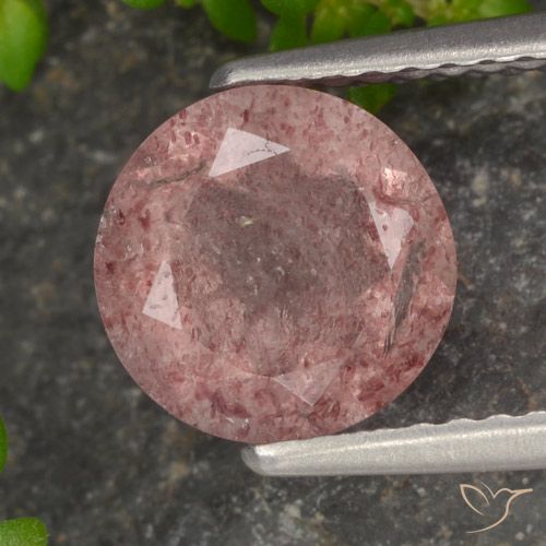 1.68ct 天然 中粉红色 草莓石英, 圆形的, 半透明