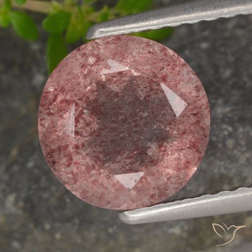 1.78ct 天然 玫瑰粉色 草莓石英, 圆形的, 半透明