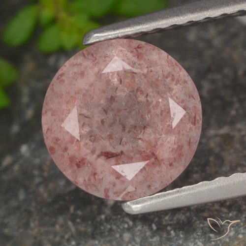 1.85ct 天然 浅粉色 草莓石英, 圆形的, 半透明