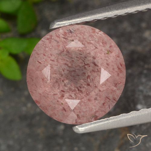 1.80ct 天然 大地粉色 草莓石英, 圆形的, 半透明