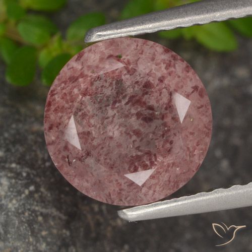 1.94ct 天然 中粉红色 草莓石英, 圆形的, 半透明