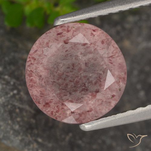 1.71ct 天然 粉色调 草莓石英, 圆形的, 半透明