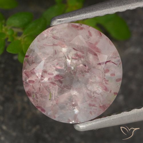 1.72ct 天然 浅粉色 草莓石英, 圆形的, 半透明