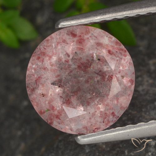 1.89ct 天然 玫瑰粉色 草莓石英, 圆形的, 半透明