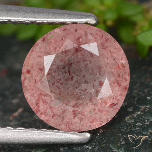 1.89ct 天然 玫瑰粉色 草莓石英, 圆形的, 半透明