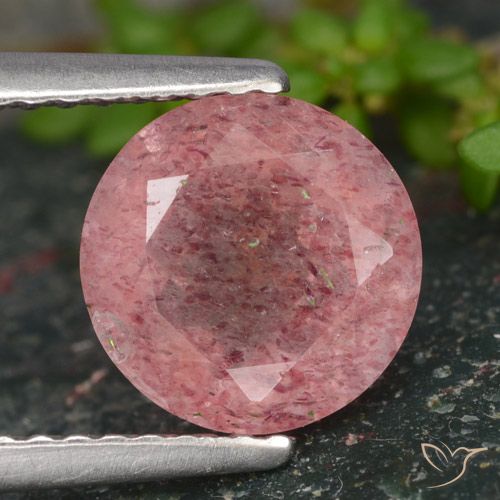 1.65ct 天然 中深粉色 草莓石英, 圆形的, 半透明