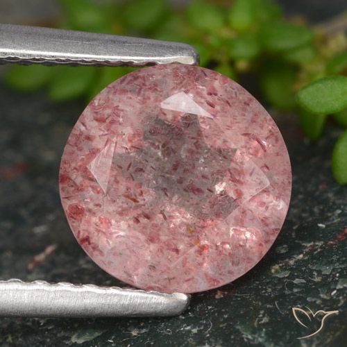 1.66ct 天然 粉色调 草莓石英, 圆形的, 半透明