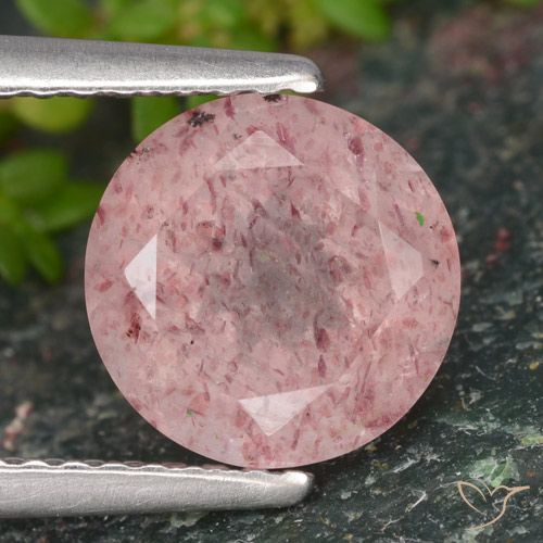 1.98ct 天然 珊瑚粉 草莓石英, 圆形的, 半透明