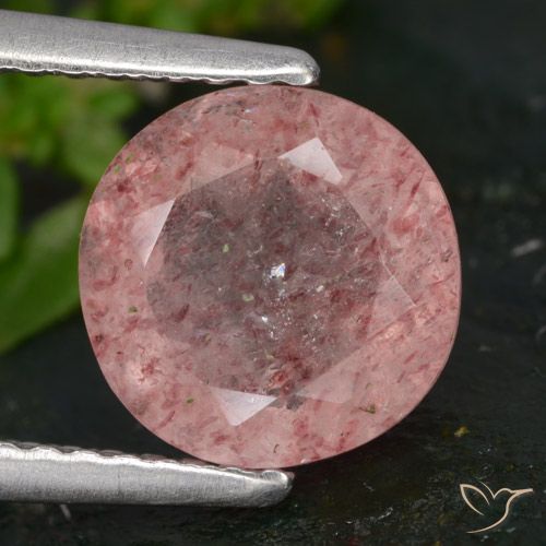 2.00ct 天然 中粉红色 草莓石英, 圆形的, 半透明