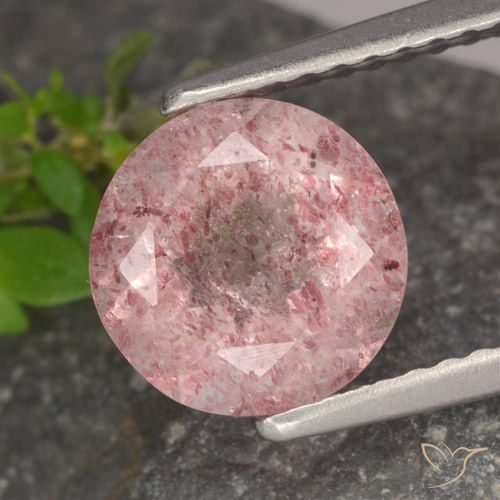 1.75ct 天然 中粉红色 草莓石英, 圆形的, 半透明